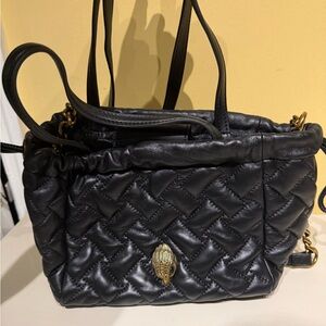 Kurt Geiger Black Quilted Shoulder Bag with Gold Detail